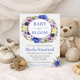 Wasserfarbene lila und cremefarbene Baby- Shower-G Einladung