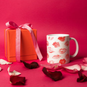 Wasserfarbene Lippen Muster Make-up Tasse