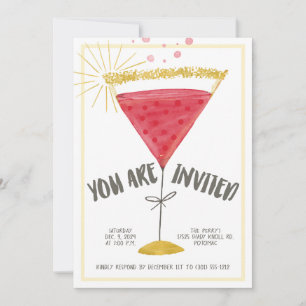 Wasserfarbene Martini-Glas-Cocktailparty-Einladung Einladung