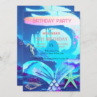Wasserfarbene Meerestiere Einladung zur Geburtstag