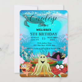 Wasserfarbene Meerestiere Einladung zur Geburtstag