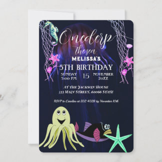Wasserfarbene Meerestiere Einladung zur Geburtstag