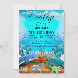 Wasserfarbene Meerestiere Einladung zur Geburtstag