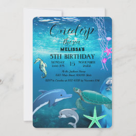 Wasserfarbene Meerestiere Einladung zur Geburtstag