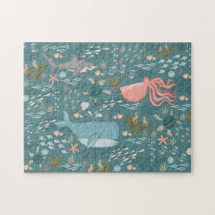 Wasserfarbene Meerestiere suchen und finden Aquama Puzzle