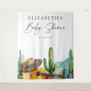 Wasserfarbene Mexikanische Fiesta-Baby-Shower Kuli Wandteppich