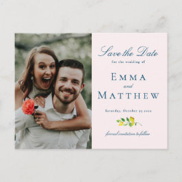 Wasserfarbene Minimalistische Zitrone - QR und Fot Ankündigungspostkarte