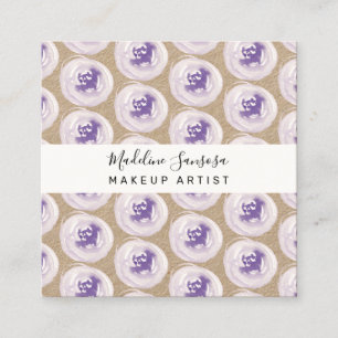 Wasserfarbene Mohnblumen Lila Visagist Hand Quadratische Visitenkarte