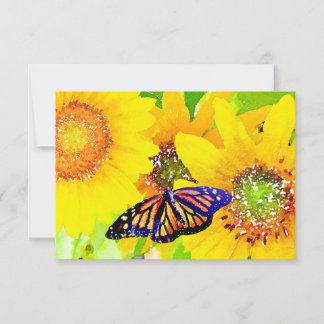 Wasserfarbene Monarchschmetterling und sonnige Son Dankeskarte