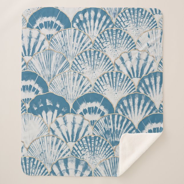 Wasserfarbene Muschel japanische Wellen nahtlos pa Sherpadecke (Vorderseite)