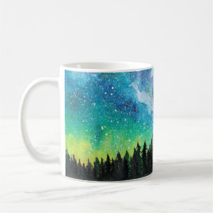 Wasserfarbene Nachtlandschaft Milchstraße Kaffeetasse
