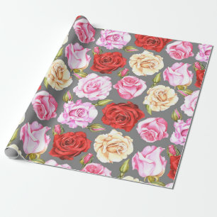 Wasserfarbene nahtlose Muster mit Rosen. Nahtloses Geschenkpapier