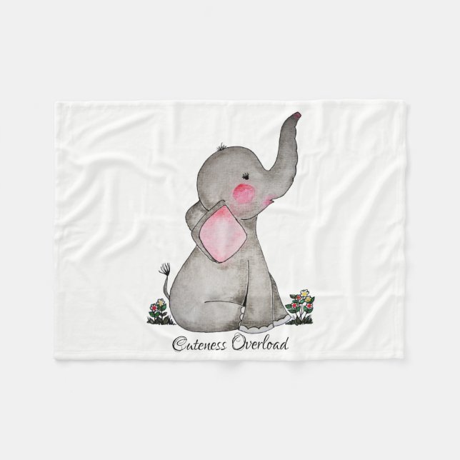 Wasserfarbene Niedliche Babynahrung mit Blush & Bl Fleecedecke (Vorderseite (Horizontal))