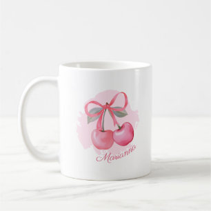 Wasserfarbene niedliche Kirschen und Bows. Kaffeetasse