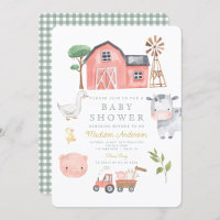 Wasserfarbene Niedliche Landtiere Barnyard Baby Sh
