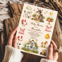 Wasserfarbene Niedliche Landtiere Barnyard Baby Sh