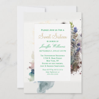 Wasserfarbene Niedliche Raccoon Frühlingsblumen Einladung