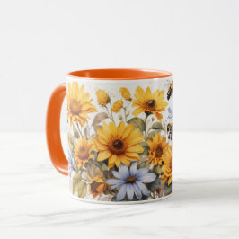 Wasserfarbene Niedliche Sonnenblumen Tasse