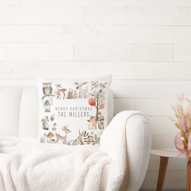 Wasserfarbene Niedliche Waldtiere Kissen (Liege)