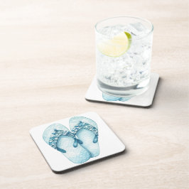 WASSERFARBENE PASTEL BLAUE SEQUINIERTE FLIP-FLÖSUN GETRÄNKEUNTERSETZER