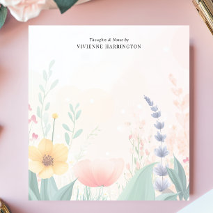 Wasserfarbene Pastell-Wildblumen-Personalisierung Notizblock
