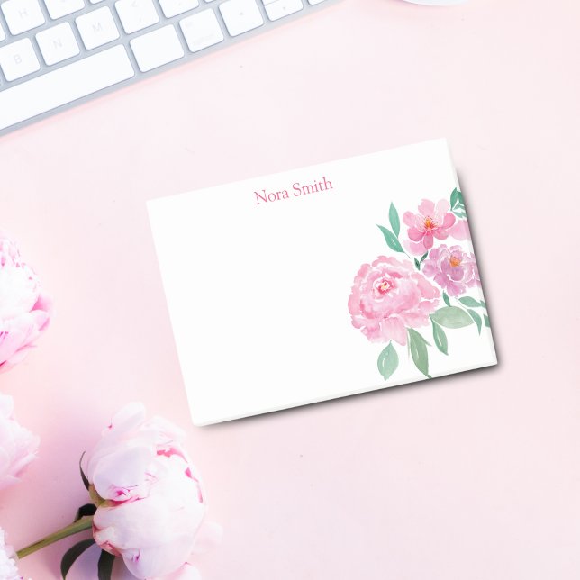Wasserfarbene Peonings Personalisiert Post-it Klebezettel (Brighten daily tasks with Watercolor Peonies Personalized Post-it Notes.)