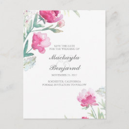 Wasserfarbene Peonings Vintag Botanisch Save the D Ankündigungspostkarte