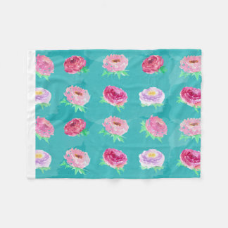 Wasserfarbene Pfingstrosen Florale Botanische Flee Fleecedecke