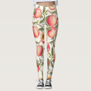 Wasserfarbene Pfirsiche, nahtlose Blumenmuster. Leggings