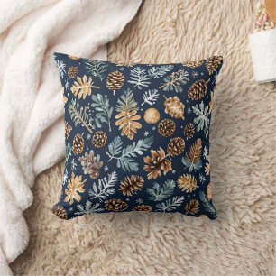 Wasserfarbene Pine Cones Winter Pattern Kissen