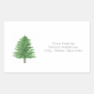 Wasserfarbene Pine Tree 2 Adressetiketten Rechteckiger Aufkleber