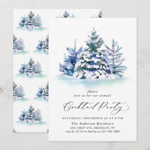 Wasserfarbene Pine Tree Chic Weihnachtscocktail Pa Einladung