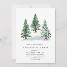 Wasserfarbene Pine Tree Chic Weihnachtsfeier Einladung