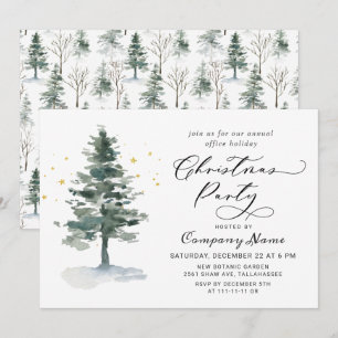 Wasserfarbene Pine Tree Chic Weihnachtsfeier Einladung