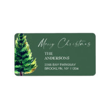 Wasserfarbene Pine Tree Weihnachten Rücksendeadres