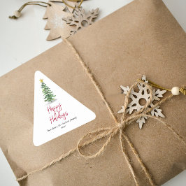 Wasserfarbene Pine Tree Weihnachtsfeiertag Dreieckiger Aufkleber