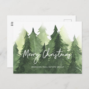 Wasserfarbene Pine Trees Business Frohe Weihnachte Postkarte