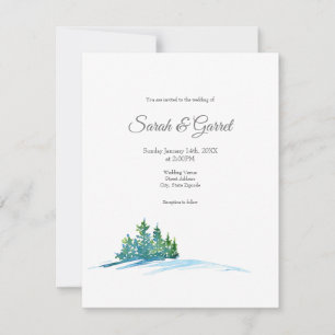 Wasserfarbene Pine Trees Snowscape Einladung