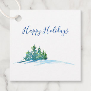 Wasserfarbene Pine Trees Snowscape Geschenkanhänger