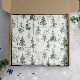 Wasserfarbene Pinienbäume Winterurlaub Seidenpapier
