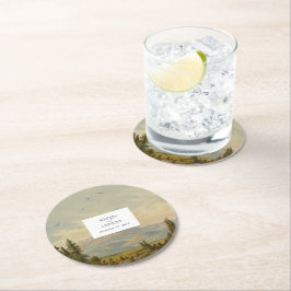 Wasserfarbene Pinienwälder Hochzeiten Runder Pappuntersetzer