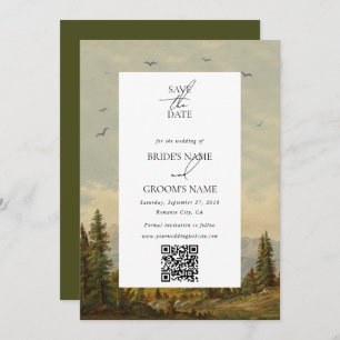Wasserfarbene Pinienwälder Hochzeiten Save The Date