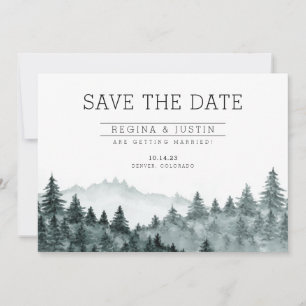 Wasserfarbene Pinienwälder Save the Date Einladung