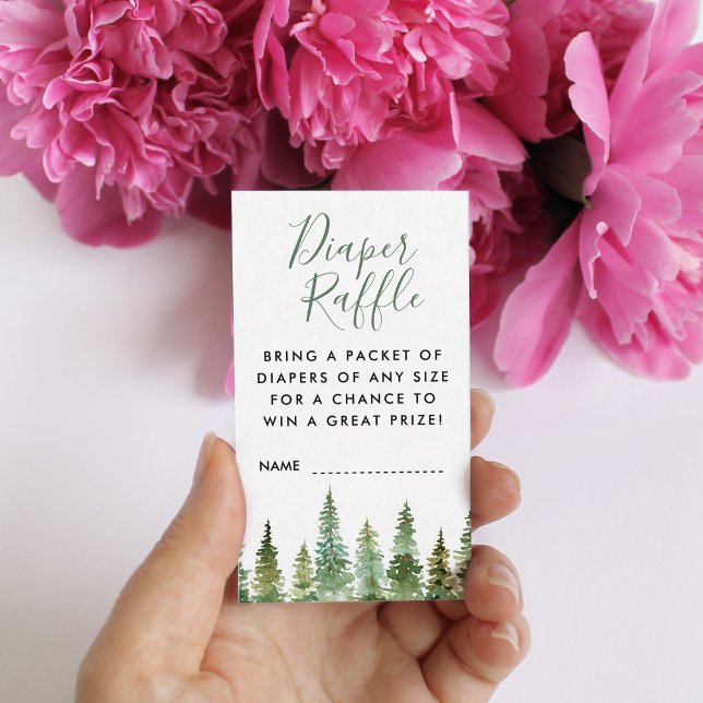 Wasserfarbene Pinienwälder Windelwindeln Umrandung Begleitkarte (Von Creator hochgeladen)