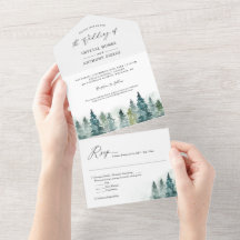 Wasserfarbene Pinienwälder Winterhochzeit