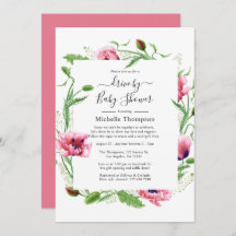 Wasserfarbene Pink-Poppies Hochzeit