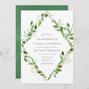 Wasserfarbene Pink-Poppies Hochzeit Einladung