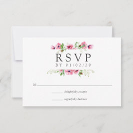 Wasserfarbene Pink-Poppies Hochzeit RSVP Karte