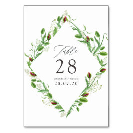 Wasserfarbene Pink-Poppies Hochzeit Tischnummer