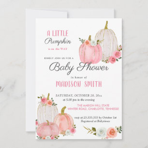 Wasserfarbene Pink Pumpkins Rose Babydusche Einladung